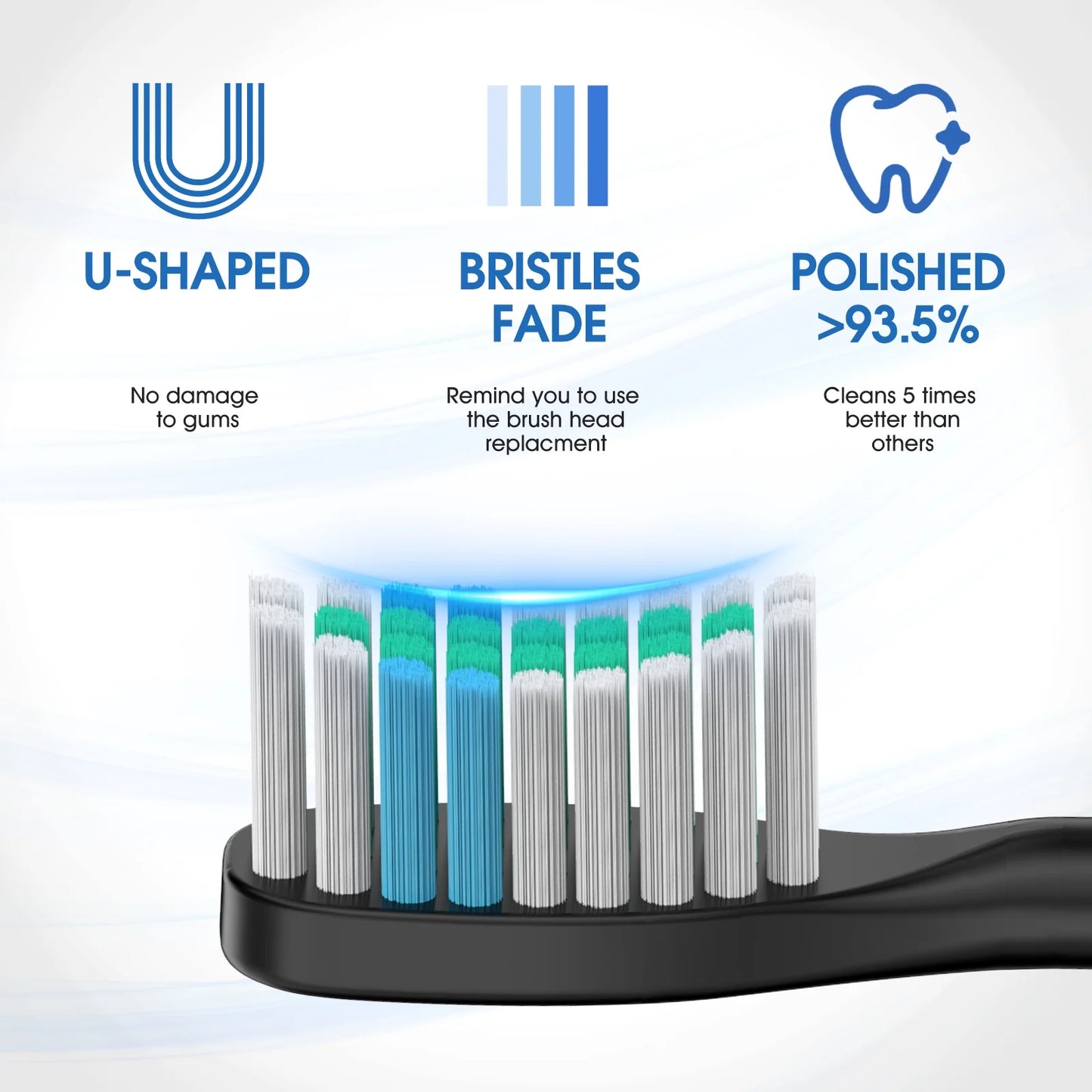 Sonic Electric Toothbrush for Adults with 8 Brush Heads, 6 Cleaning Modes, Fast Wireless Charging, 40,000 VPM Deep Cleaning, Travel Case, and Smart Timer - Black