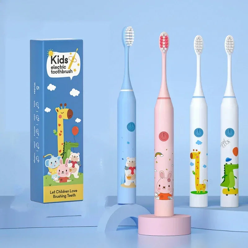 Sonic Electric Toothbrush for Children - USB Rechargeable Cartoon Design