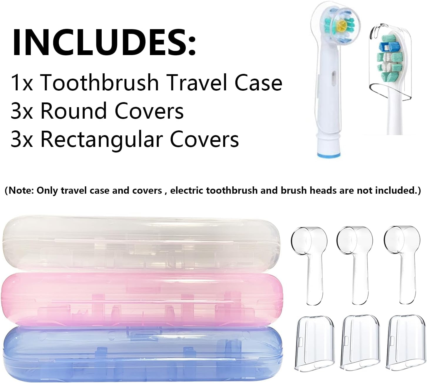 Portable Electric Toothbrush Travel Case with Protective Covers for Oral B Pro Series (Transparent)