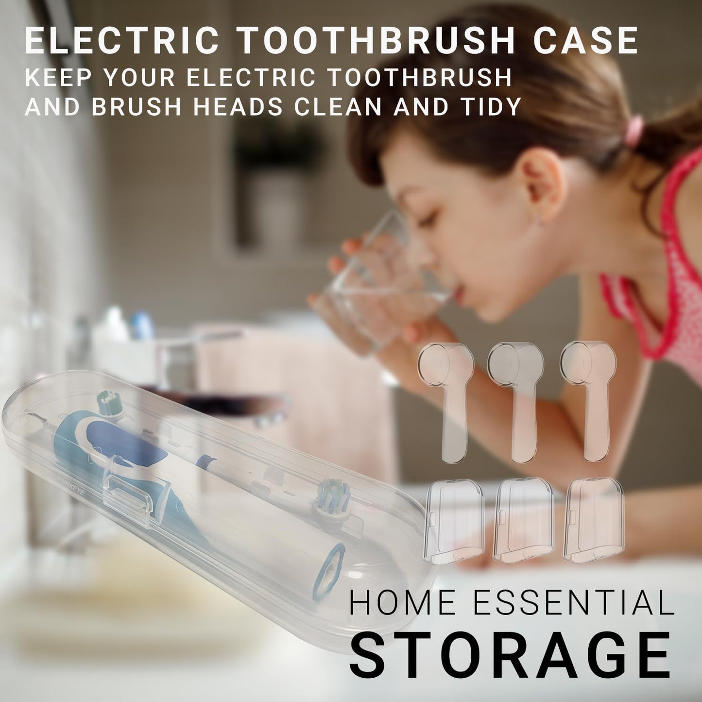 Portable Electric Toothbrush Travel Case with Protective Covers for Oral B Pro Series (Transparent)